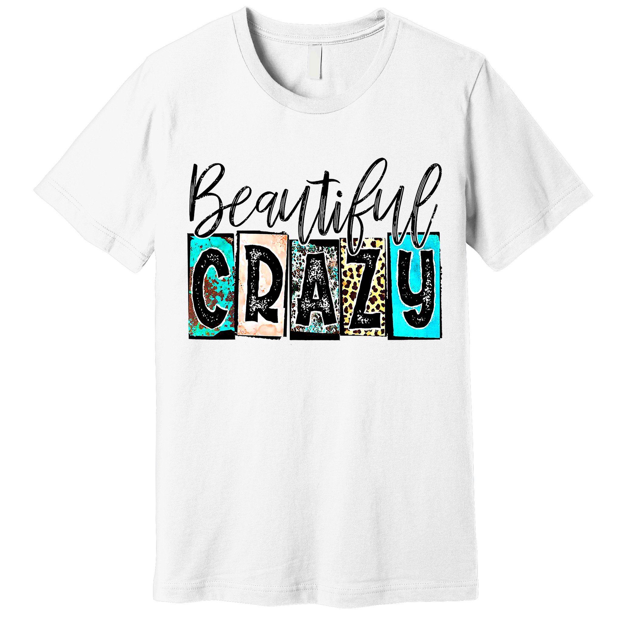 Crazy Women Beautiful Country Music Girl Western Leopard Premium T-Shirt