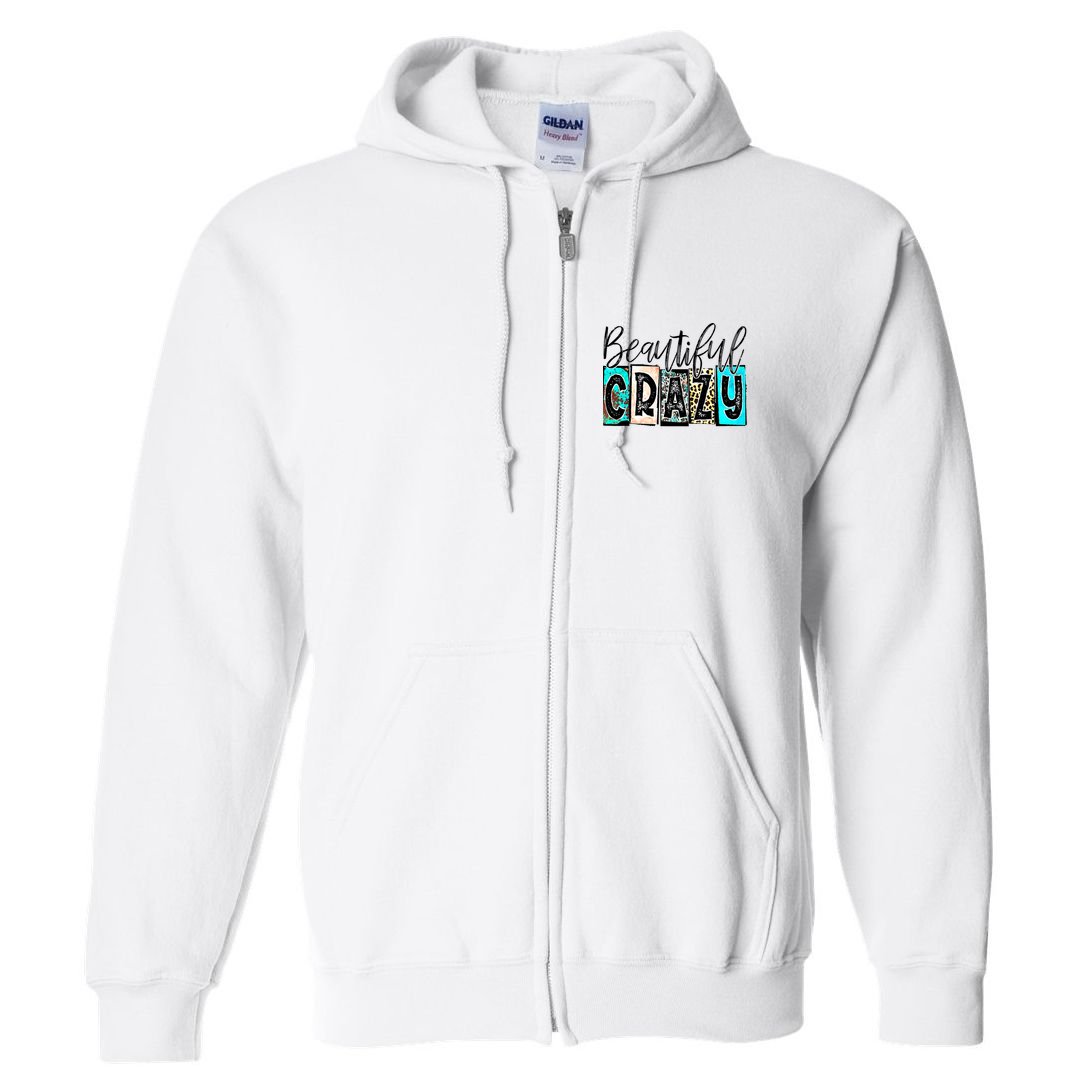Crazy Women Beautiful Country Music Girl Western Leopard Full Zip Hoodie