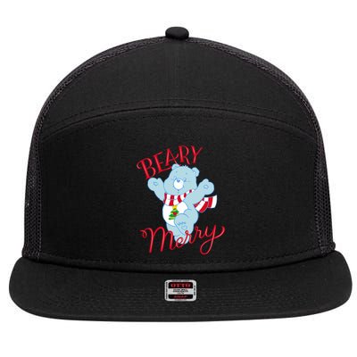 Christmas Wishes Bear Is Beary Merry 7 Panel Mesh Trucker Snapback Hat