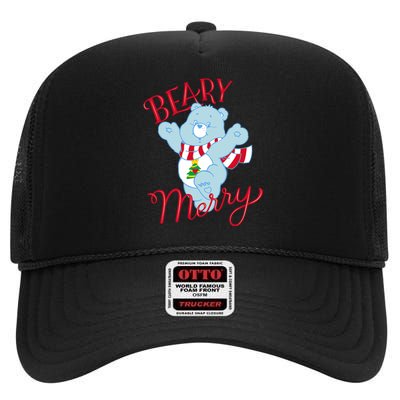 Christmas Wishes Bear Is Beary Merry High Crown Mesh Back Trucker Hat