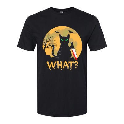 Cat What? Black Cat With Knife Halloween Costume Softstyle® CVC T-Shirt