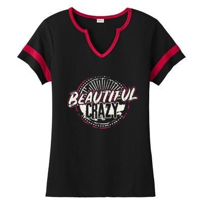 Crazy Women Beautiful Country Music Ladies Halftime Notch Neck Tee