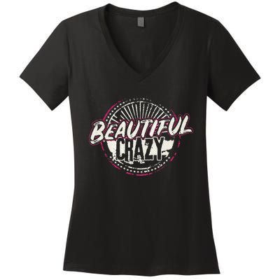 Crazy Women Beautiful Country Music Women's V-Neck T-Shirt