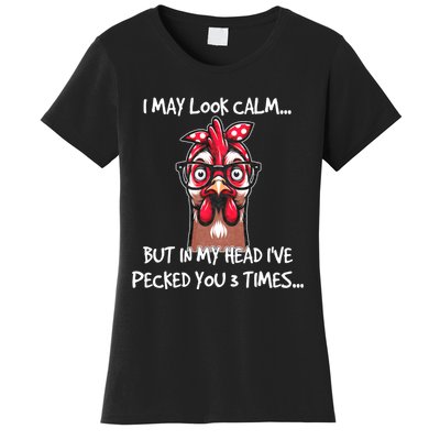 Chicken With Bandana Headband Glasses Funny Women's T-Shirt