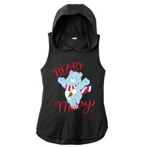 Christmas Wishes Bear Is Beary Merry Ladies PosiCharge Tri-Blend Wicking Draft Hoodie Tank