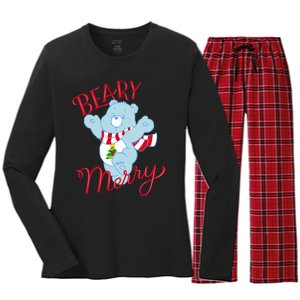 Christmas Wishes Bear Is Beary Merry Women's Long Sleeve Flannel Pajama Set 