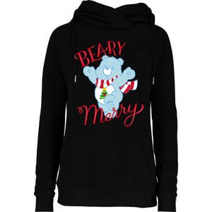 Christmas Wishes Bear Is Beary Merry Womens Funnel Neck Pullover Hood