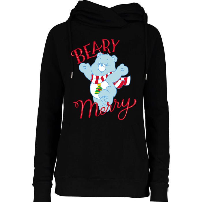 Christmas Wishes Bear Is Beary Merry Womens Funnel Neck Pullover Hood