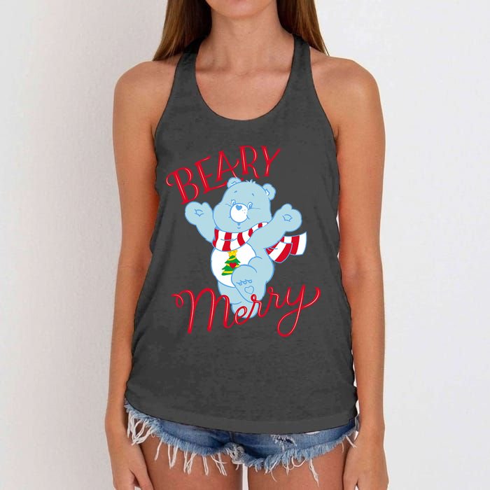 Christmas Wishes Bear Is Beary Merry Women's Knotted Racerback Tank