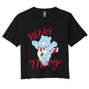 Christmas Wishes Bear Is Beary Merry Women's Crop Top Tee