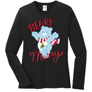 Christmas Wishes Bear Is Beary Merry Ladies Long Sleeve Shirt