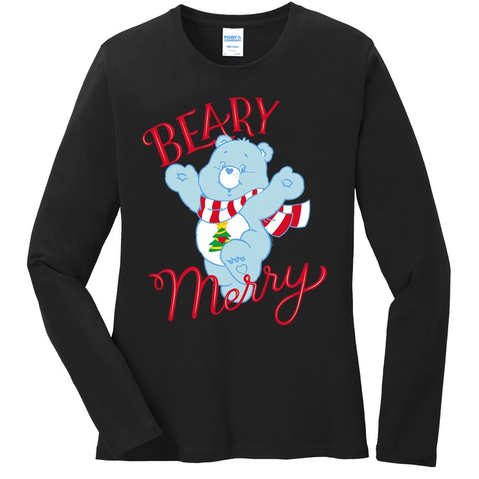 Christmas Wishes Bear Is Beary Merry Ladies Long Sleeve Shirt