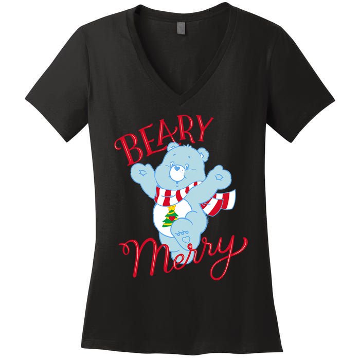 Christmas Wishes Bear Is Beary Merry Women's V-Neck T-Shirt