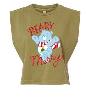 Christmas Wishes Bear Is Beary Merry Garment-Dyed Women's Muscle Tee