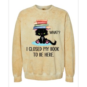 Cat What Cat Books I Closed My Book To Be Here Colorblast Crewneck Sweatshirt