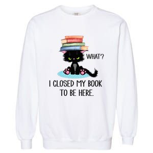 Cat What Cat Books I Closed My Book To Be Here Garment-Dyed Sweatshirt