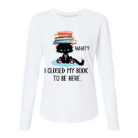 Cat What Cat Books I Closed My Book To Be Here Womens Cotton Relaxed Long Sleeve T-Shirt