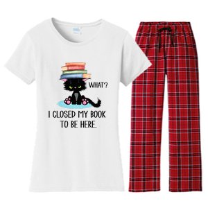 Cat What Cat Books I Closed My Book To Be Here Women's Flannel Pajama Set