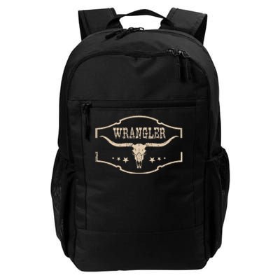 Classic Wranglers Cowhide Bulls Skulls Vintage Daily Commute Backpack