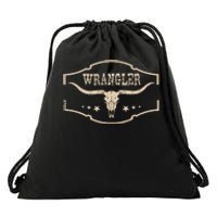 Classic Wranglers Cowhide Bulls Skulls Vintage Drawstring Bag