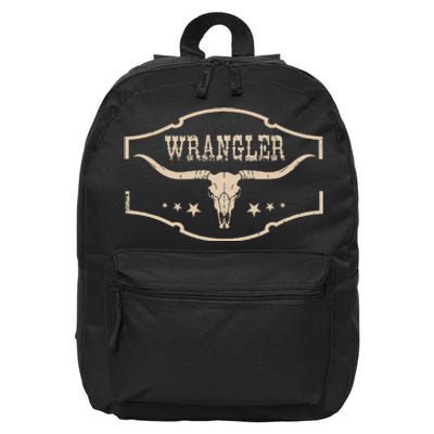 Classic Wranglers Cowhide Bulls Skulls Vintage 16 in Basic Backpack