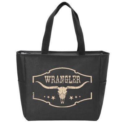 Classic Wranglers Cowhide Bulls Skulls Vintage Zip Tote Bag