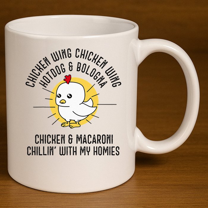 Chicken Wing Chicken Wing Song Lyric Hot Dog Bologna 11oz C Handle Ceramic Mug