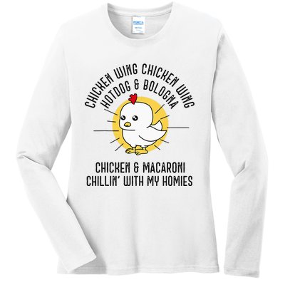 Chicken Wing Chicken Wing Song Lyric Hot Dog Bologna Ladies Long Sleeve Shirt