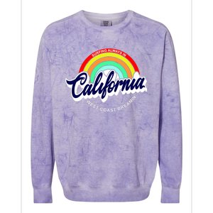 California West Coast Dreamin Retro Rainbow Colorblast Crewneck Sweatshirt