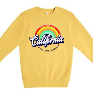 California West Coast Dreamin Retro Rainbow Premium Crewneck Sweatshirt