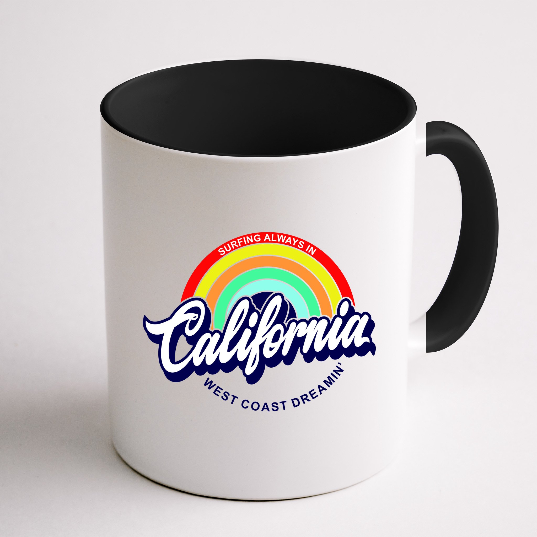 California West Coast Dreamin Retro Rainbow Mug