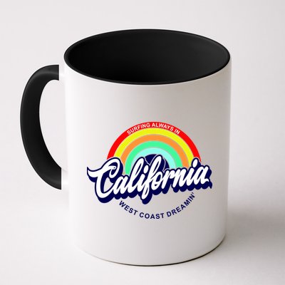 California West Coast Dreamin Retro Rainbow Mug