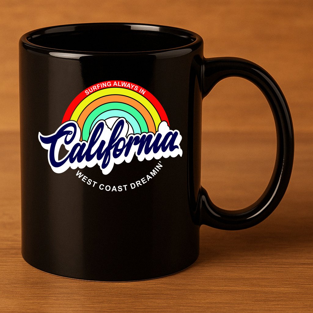 California West Coast Dreamin Retro Rainbow 11oz C Handle Ceramic Mug
