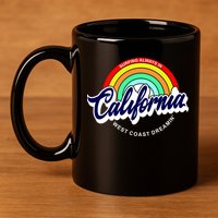 California West Coast Dreamin Retro Rainbow 11oz C Handle Ceramic Mug