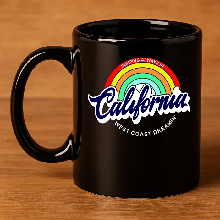 California West Coast Dreamin Retro Rainbow 11oz C Handle Ceramic Mug