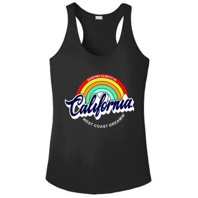 California West Coast Dreamin Retro Rainbow Ladies PosiCharge Competitor Racerback Tank