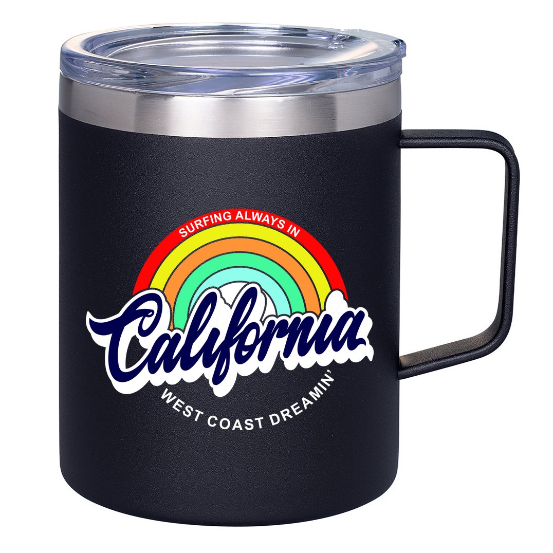 California West Coast Dreamin Retro Rainbow 12oz Stainless Steel Coffee Mug