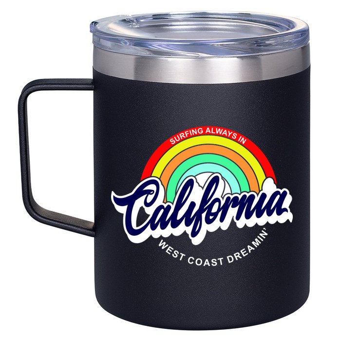 California West Coast Dreamin Retro Rainbow 12oz Stainless Steel Coffee Mug