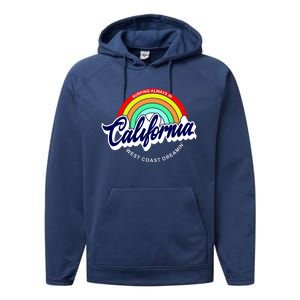 California West Coast Dreamin Retro Rainbow Performance Fleece Hoodie