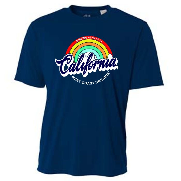 California West Coast Dreamin Retro Rainbow Cooling Performance Crew T-Shirt