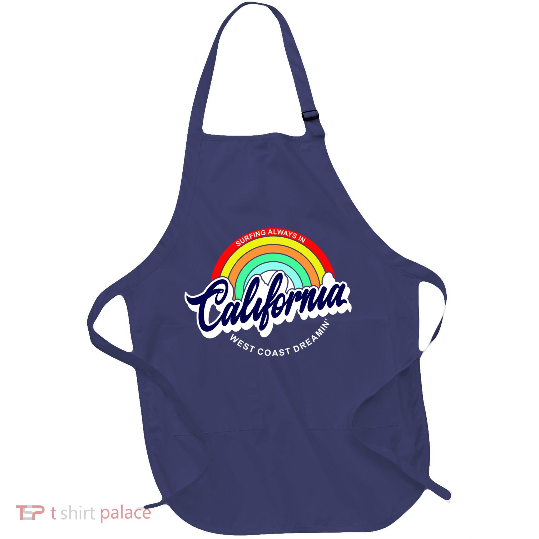 California West Coast Dreamin Retro Rainbow Full-Length Apron With Pockets