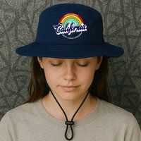 California West Coast Dreamin Retro Rainbow Bucket Hat