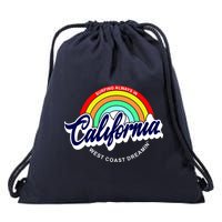California West Coast Dreamin Retro Rainbow Drawstring Bag