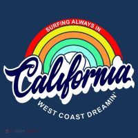 California West Coast Dreamin Retro Rainbow Drawstring Bag