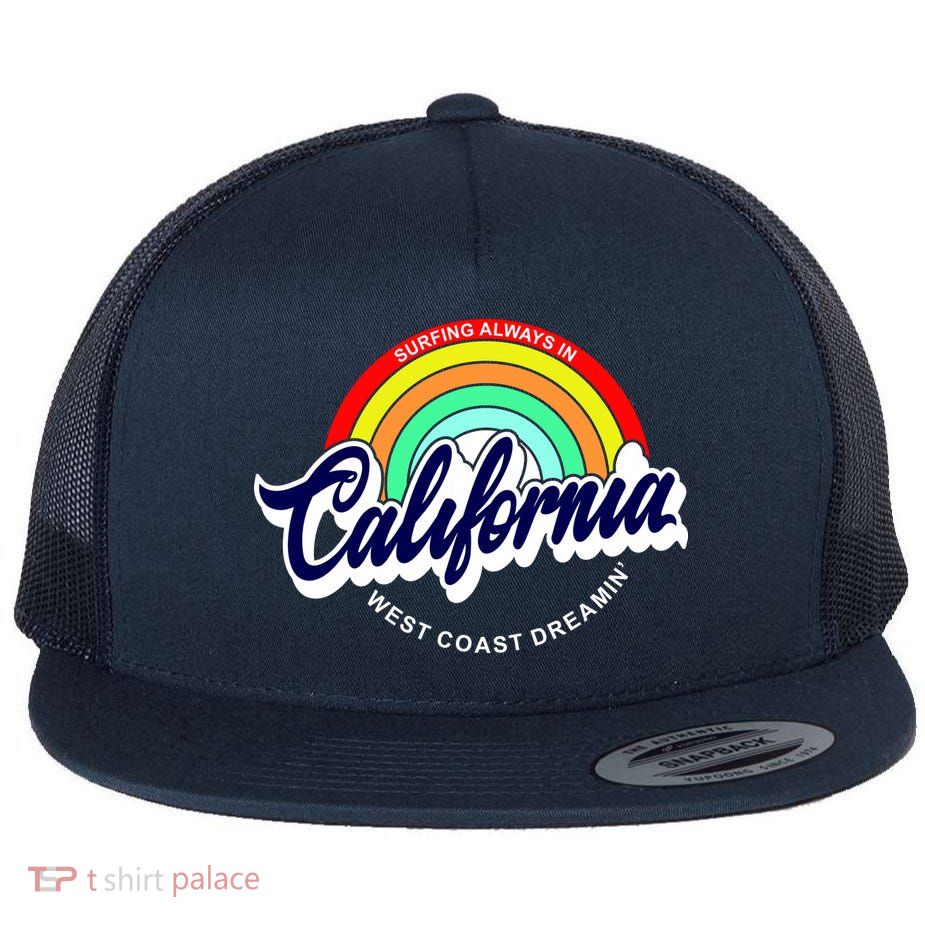 California West Coast Dreamin Retro Rainbow Flatbill Hat