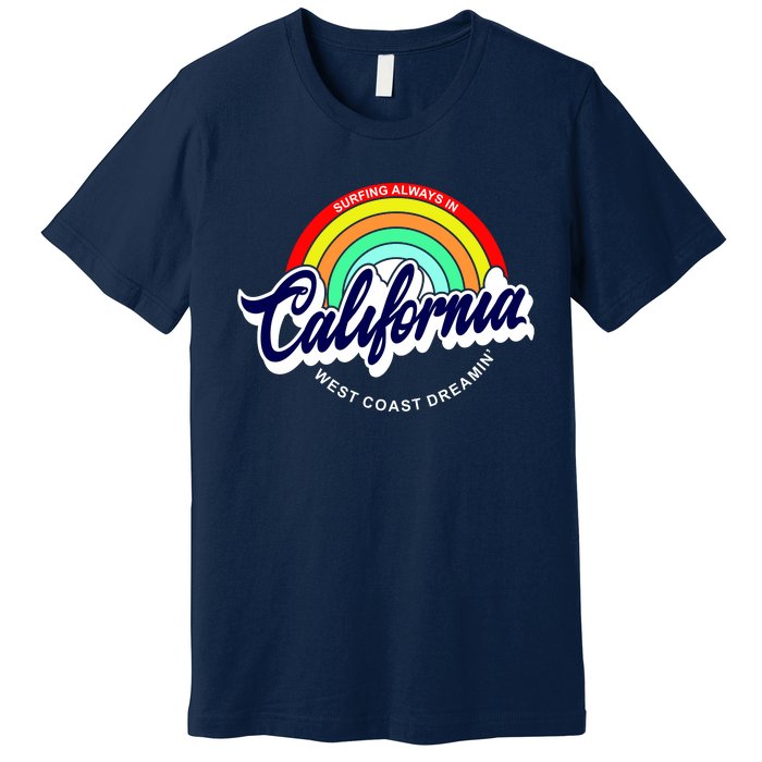 California West Coast Dreamin Retro Rainbow Premium T-Shirt