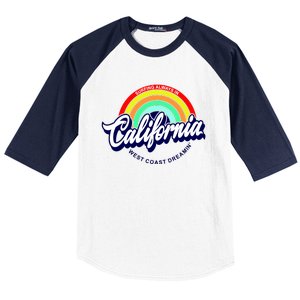 California West Coast Dreamin Retro Rainbow Baseball Sleeve Shirt