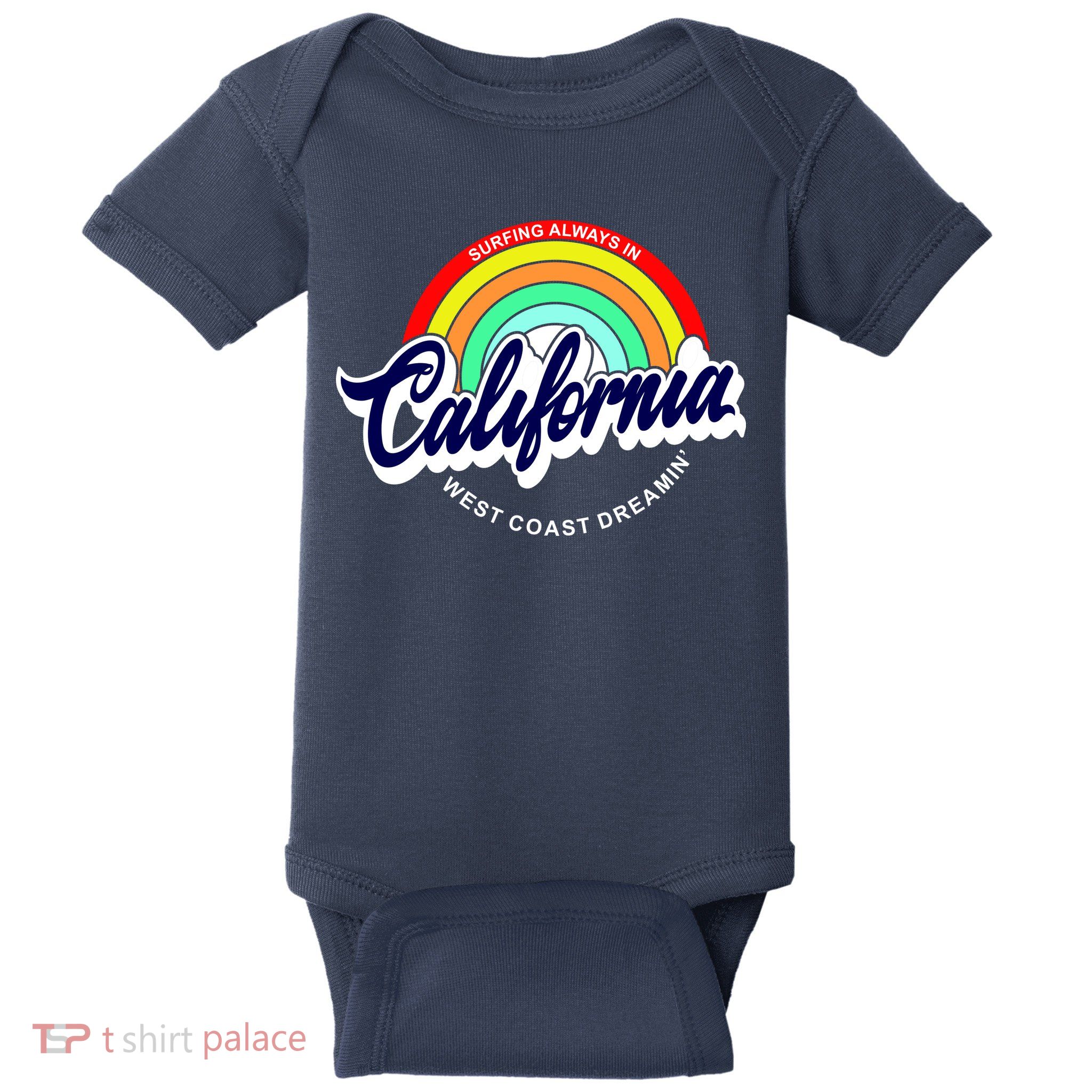 California West Coast Dreamin Retro Rainbow Baby Bodysuit