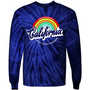 California West Coast Dreamin Retro Rainbow Tie-Dye Long Sleeve Shirt