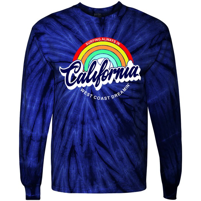 California West Coast Dreamin Retro Rainbow Tie-Dye Long Sleeve Shirt